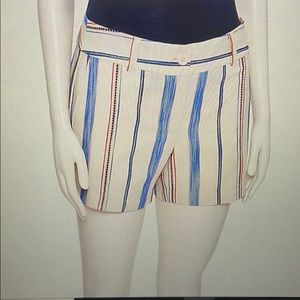 Loft shorts 4” inseam cream w/blue and red stripes